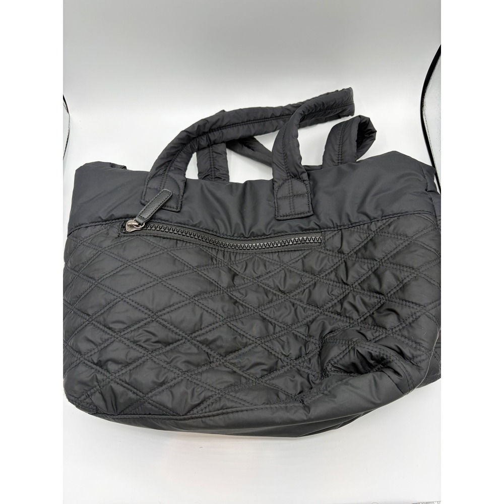 Sondra Roberts Squared Black Quilted Puffer Tote Bag Nylon Shoulder Bag
